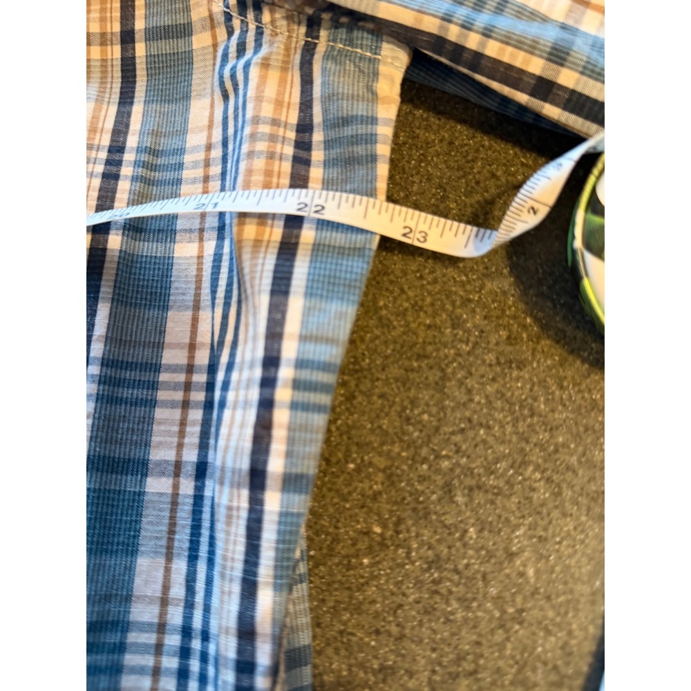 Eddie Bauer Mens Large Classic Fit Plaid Button Down Shirt Blue Teal Cotton L - Picture 6 of 8